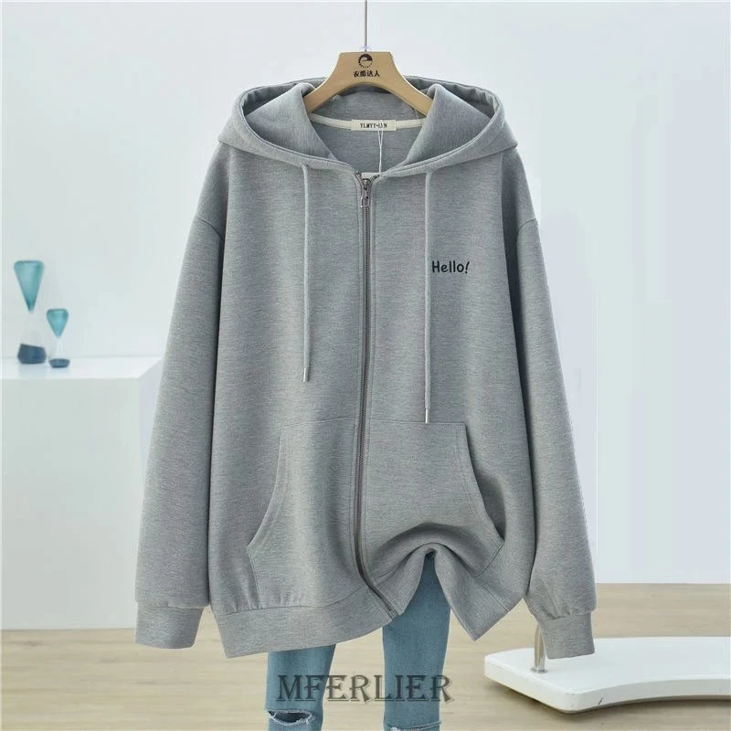 Plus Size 6XL 150KG Herfst Vrouwen Hoodies Zip-up Harajuku Oversized Pocket Hoody Lange Mouw Losse Baseball jas