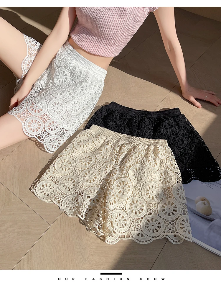 hollow out lace shorts women lace pants