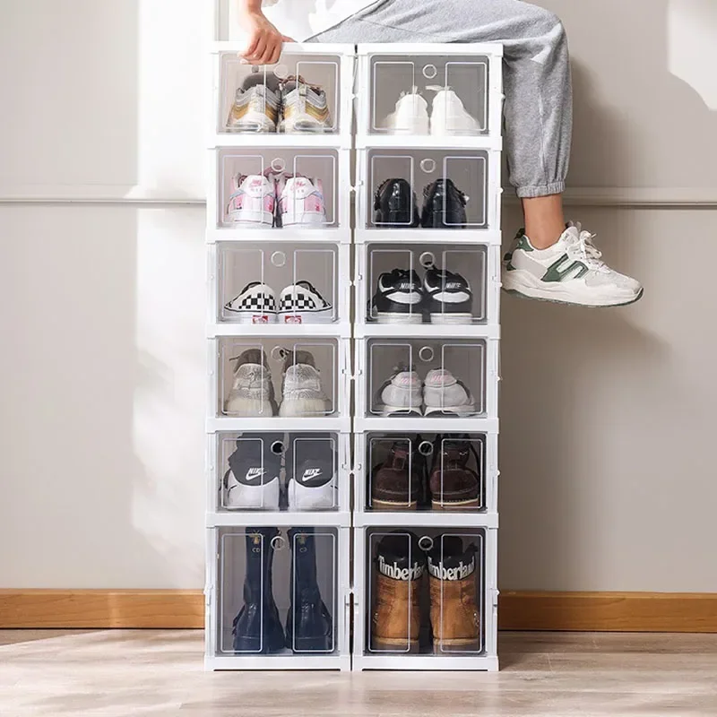 

For Thickened shoebox storage transparent folding, plastic ball rack shoe cabinet free installation scarpiera home furniture