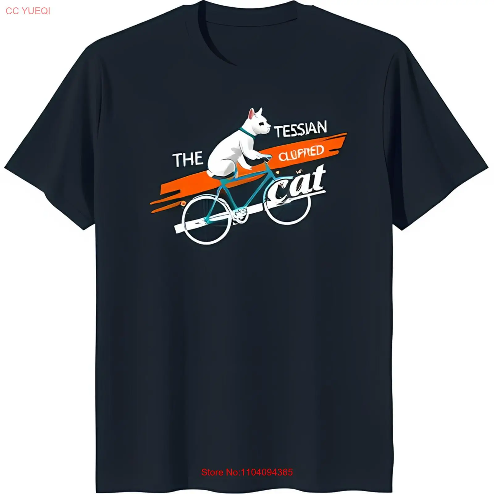 

Funny Black T-Shirt with White Dog Riding Design The Tessian Cluffed Cat