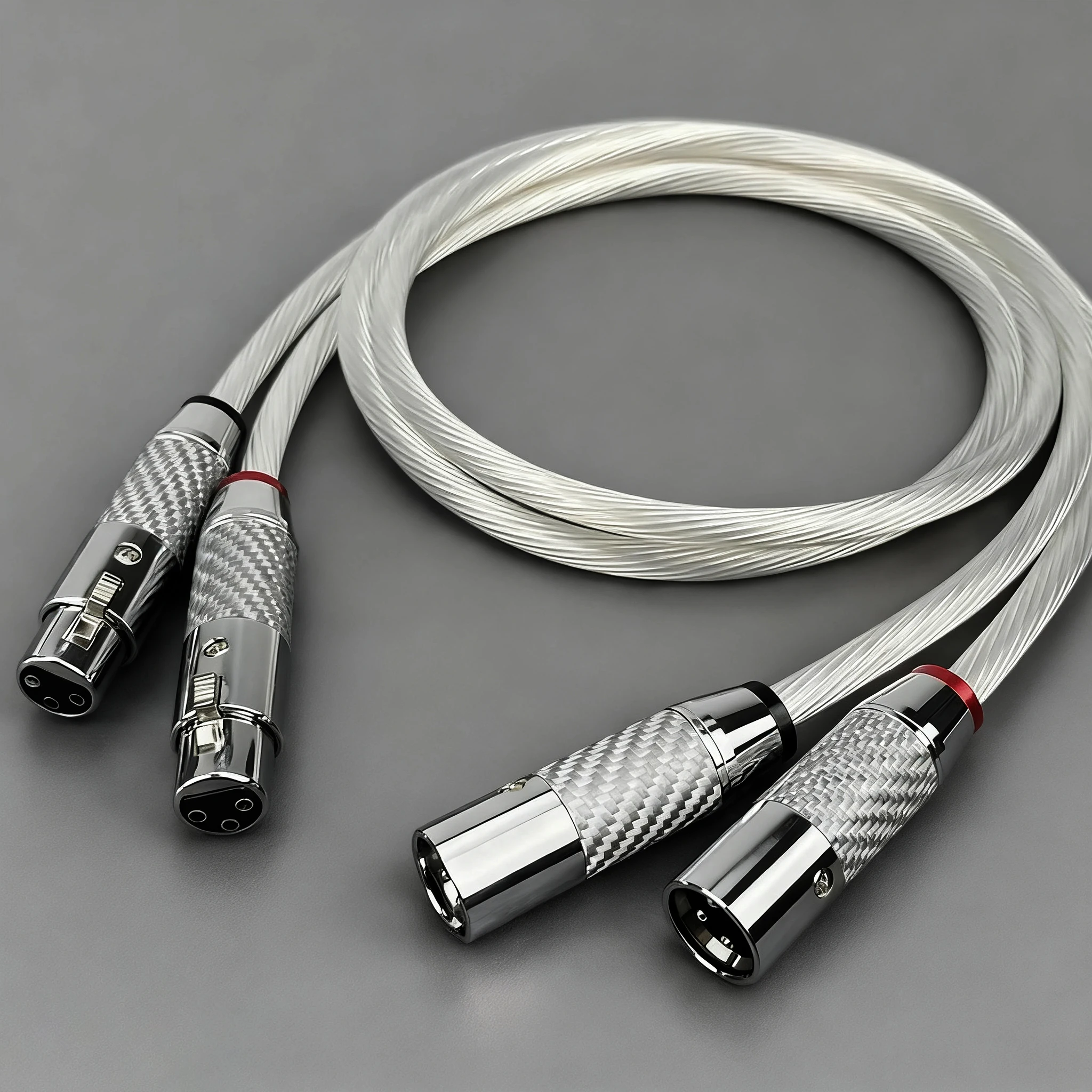 Пара XLR-кабелей 7N OCC Посеребренный аудиокабель XLR с родиевой пластиной из углеродного волокна Разъем XLR Усилитель Звуковой кабель Смешанный Weavin