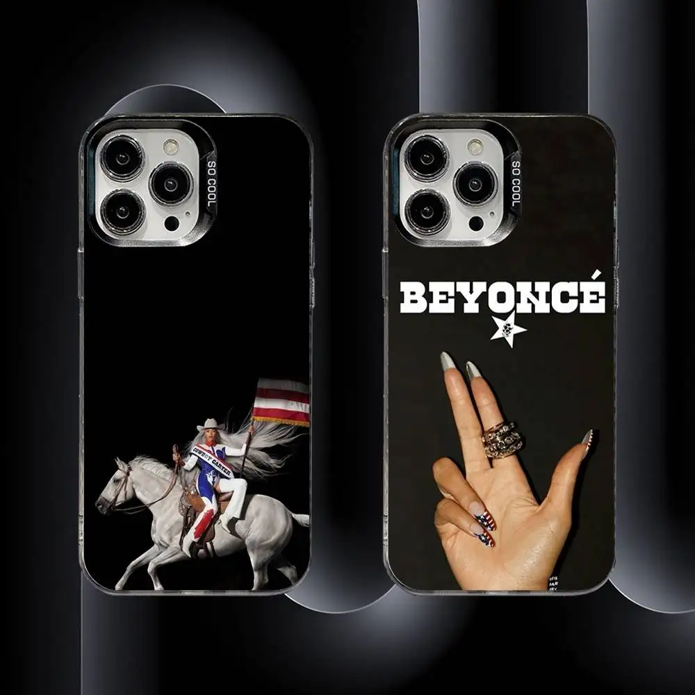 

B-Beyonce Cowboy Carter Phone Case For iPhone 16,15,14,13,12,11,8,7,Pro,Max,Plus,Mini,XS,SE Anti Fall Black Matte Hard