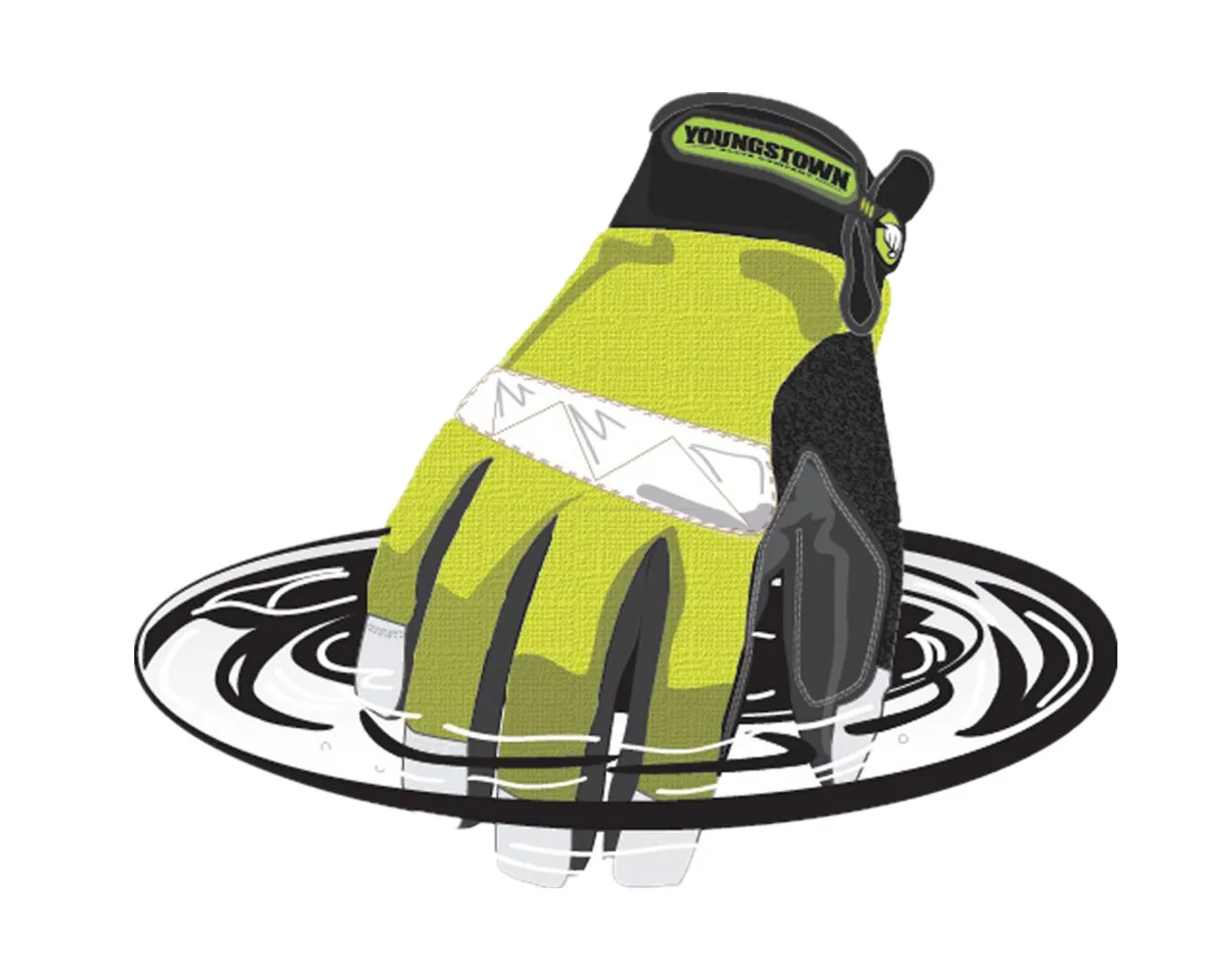 Windproof Warm Safety Glove, alta visibilidade, 100% impermeável, médio grande X-Large, verde