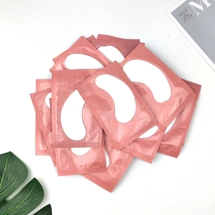 100Pairs Eye Patches Under Eyelash Pads for Building Hydrogel Paper Patches Pink Lint Free Stickers for False Eyelashes