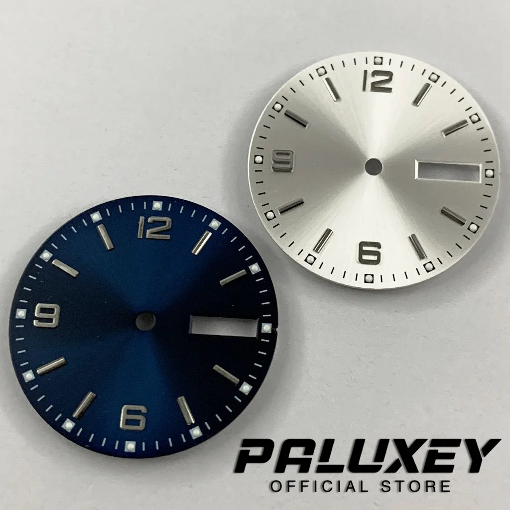 

28.5mm NH36 White Blue Watch Dial Green Luminous Watch Faces For NH36 4R36 Movement Replacement Parts