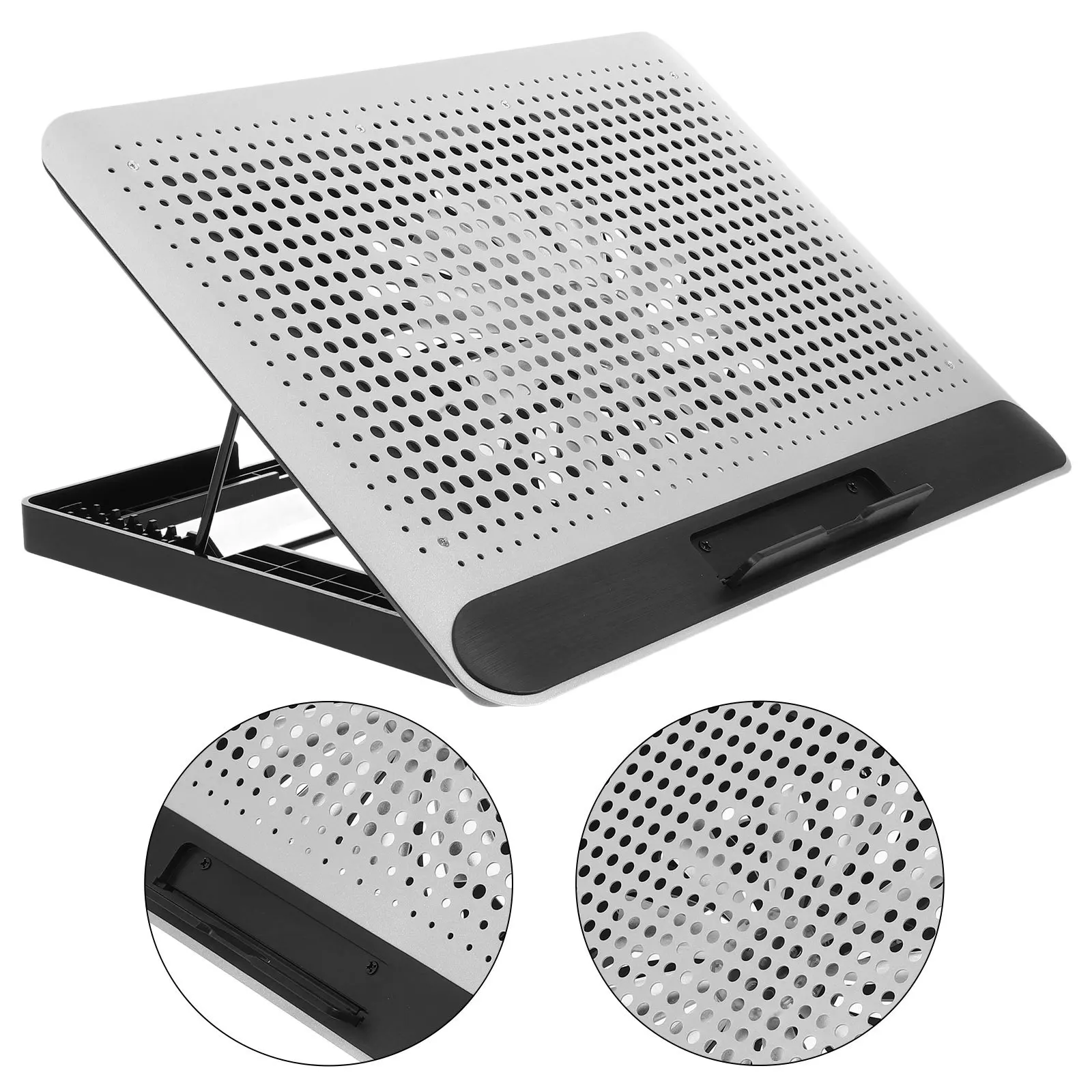 

Laptop Cooling Pad 18 Inch Thin Aluminum Alloy Cooler Notebook Dual Usb Silent Fan 6 Adjustable Brackets Skid Resistant