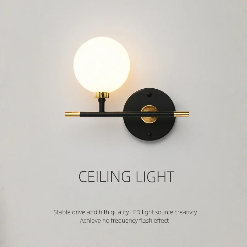 Minimalistyczna lampa ścienna Lampka nocna do sypialni Minimalistyczne nowoczesne światło Luksusowy salon Tło Kinkiet Lampy do korytarza hotelowego