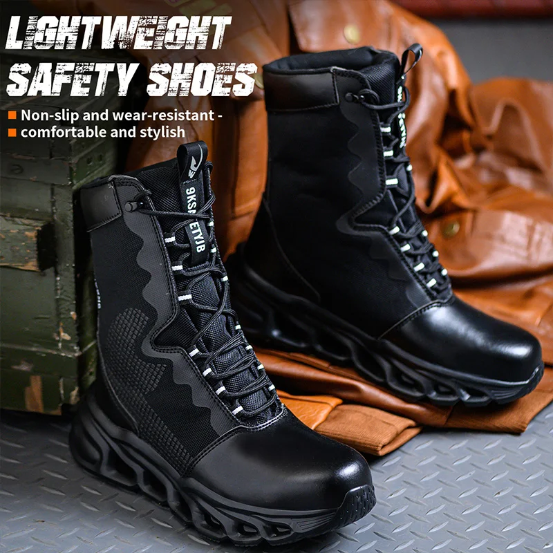 New Indestructible Men Work Safety Boots Outdoor Military Boots Anti-smash Anti-puncture Industrial Shoes Men Boots Desert Boots