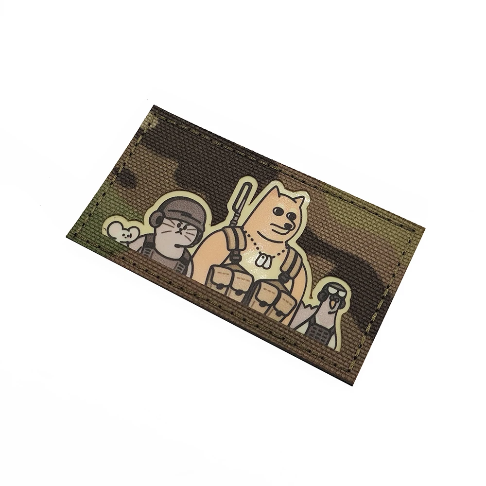 Tactical Kawaii Printing Patch – Funny Shiba Inu & Cat Squad Design Desert Tactical Patch for Backpacks Jackets and Streetwear