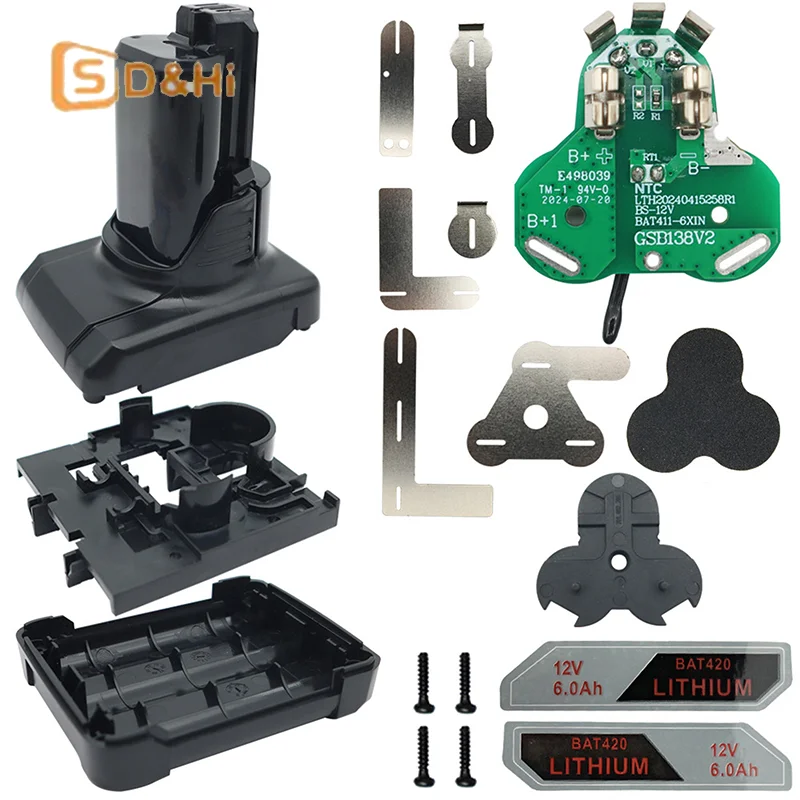 

1Set BAT420 Li-ion Battery Plastic Case PCB Charging Protection Board Box For 10.8V 12V BAT412A BAT413A BAT411 Housing Shell