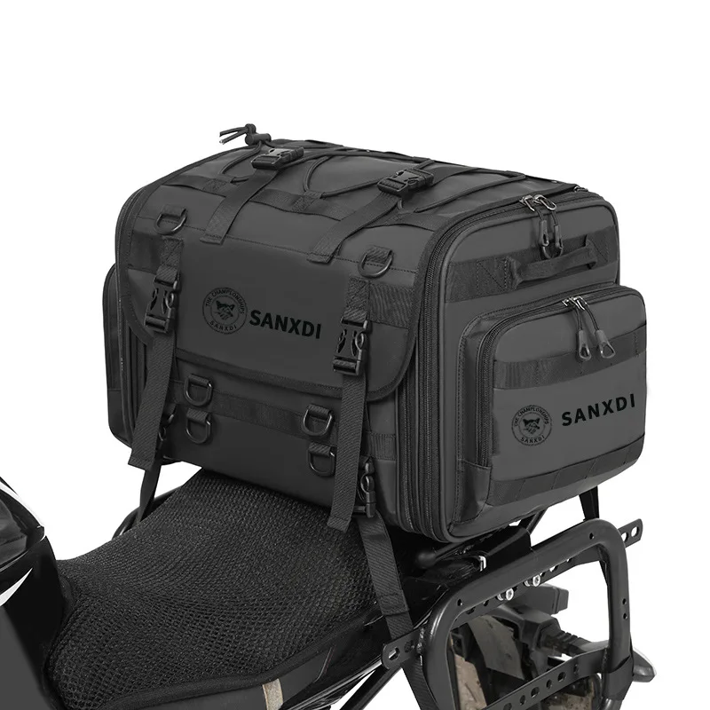 2026 Large Capacity Motorcycle Rear Rack Pack Foldable Long-distance Motorcycle Touring Equipment Expandable Rear Seat Tail Bags