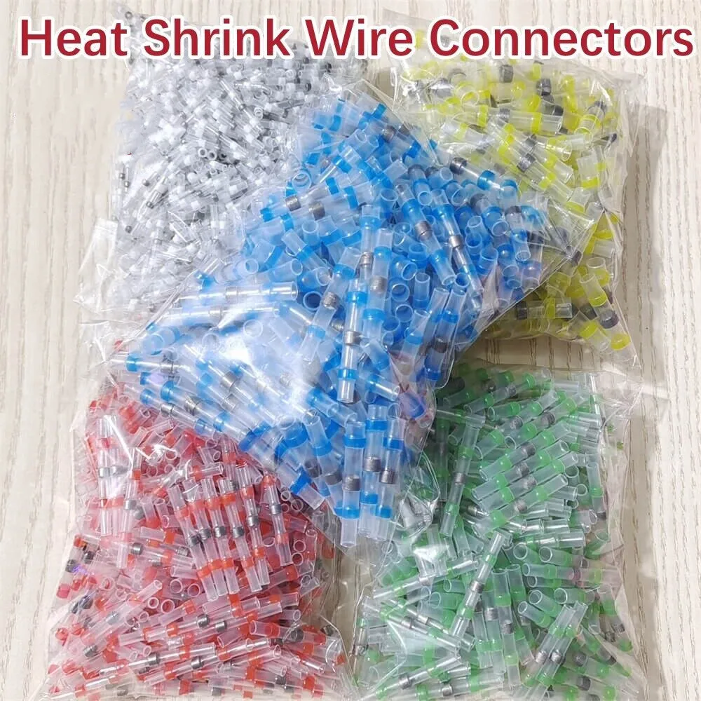 200/100PCS Heat Shrink Connectors Sleeve Tube Terminals Electrical Butt Splice Wire Connector Splice Solder Insulated