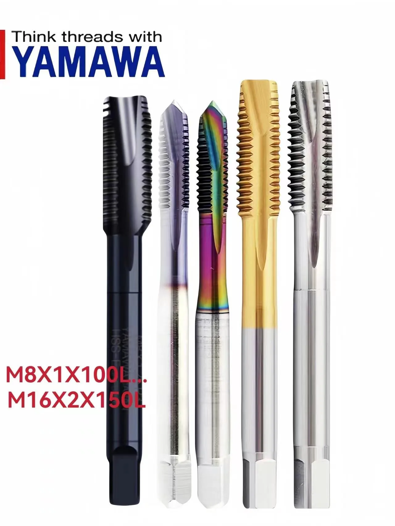 Japan YAMAWA HSSE Lengthen 80MM 100MM 120MM 150MM Spiral Pointed Taps TIN OX M8 M10 M12 M14 M16 Screw Thread Taps