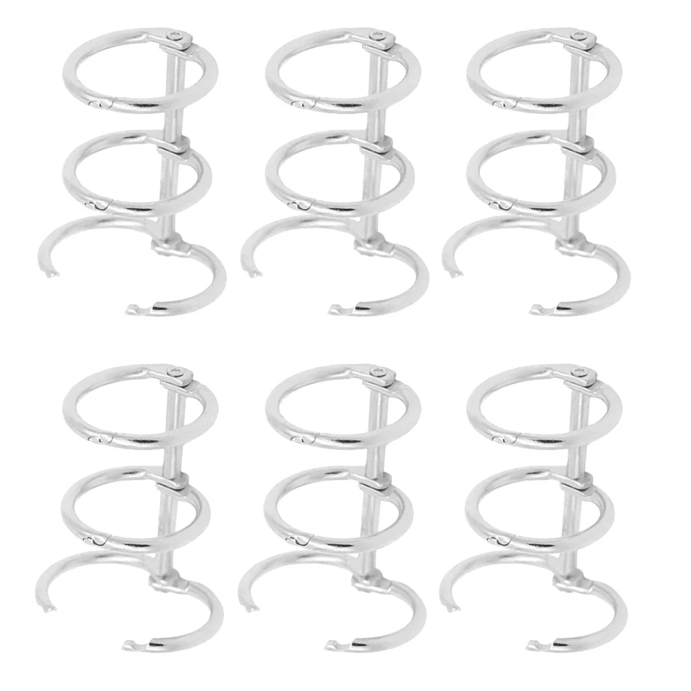 6 Pcs Metal Binder Rings Book Practical Segmented DIY Small Loose Leaf Iron Three-holes Office Scrapbook