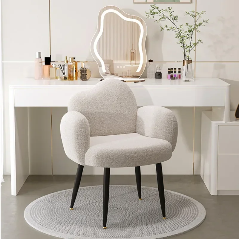 Cream Style Makeup Chair Light Luxury Girls' Dressing Table Armchair Superior Nail Art Backrest Stool Household Elegance