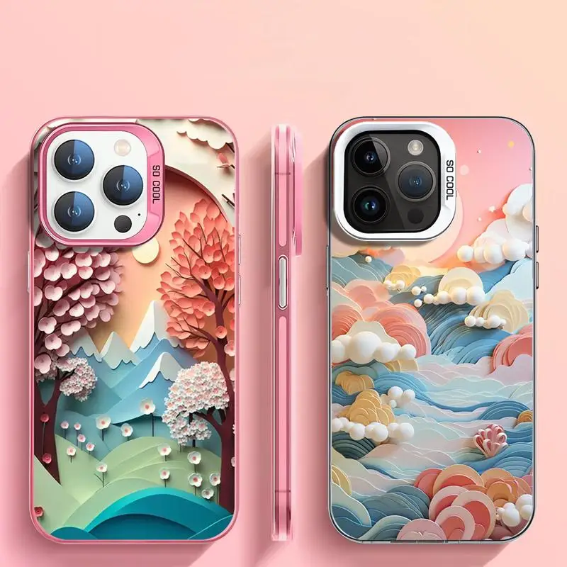 Landscape Creative Mountain Balloons Case For Apple iPhone 15 11 13 14 Pro Max 12 Silicone 15 Plus 11Pro Matte Phone Cover