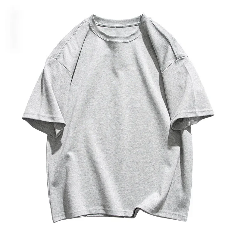 9.9oz 280gsm Wysokiej jakości ciężki T-shirt dla mężczyzn z krótkim rękawem Bawełniany trend w jednolitym kolorze Zielony Biały Czarny — zdjęcie 2