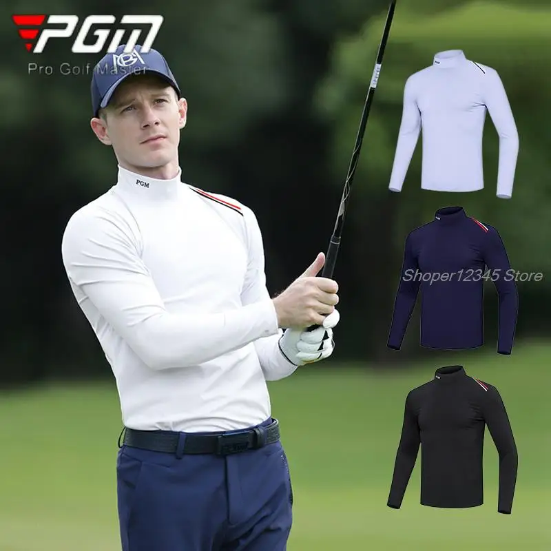 

Pgm Men Winter Autumn Bottom Shirt Golf Tennis Volleyball Clothing Male Warm Long Sleeve T-Shirts High Collar Sports Tops