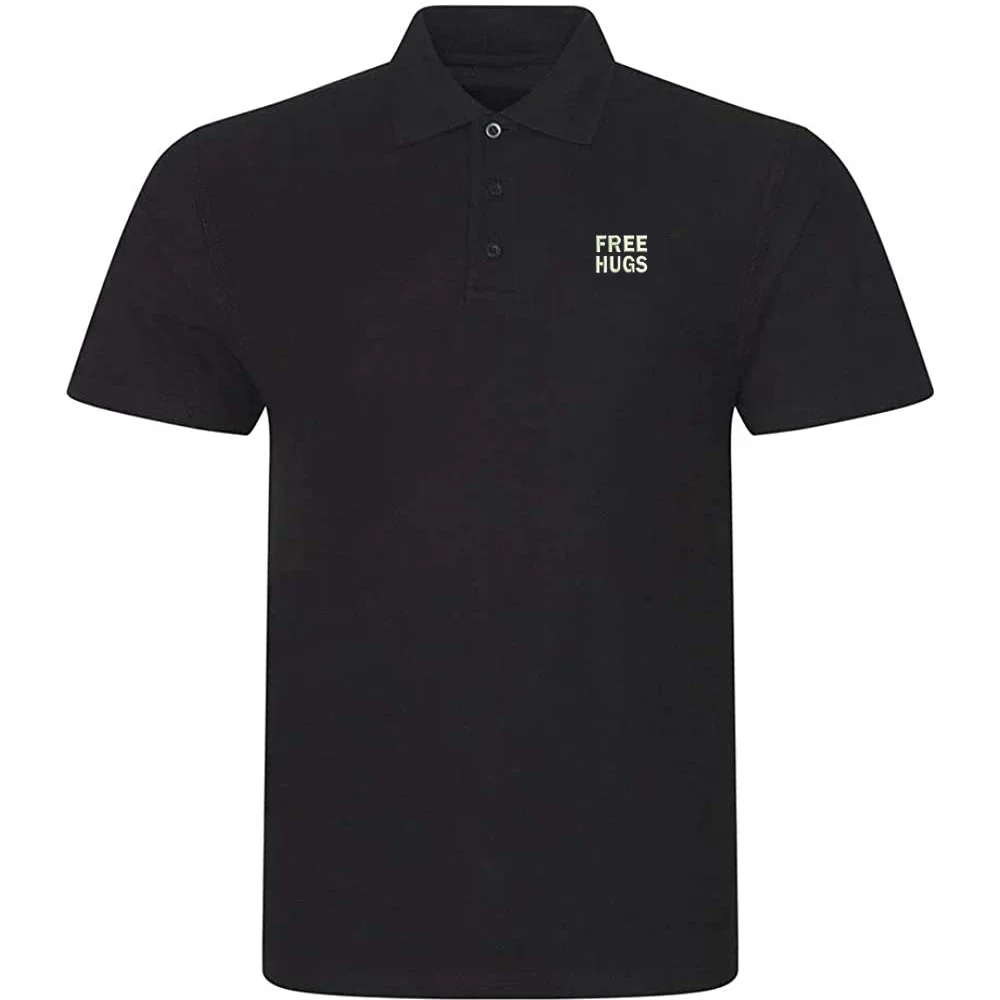 

Lyprerazy Men's Casual Polo Shirt Free Hugs Embroidered Short Sleeve Golf Polo-Shirt