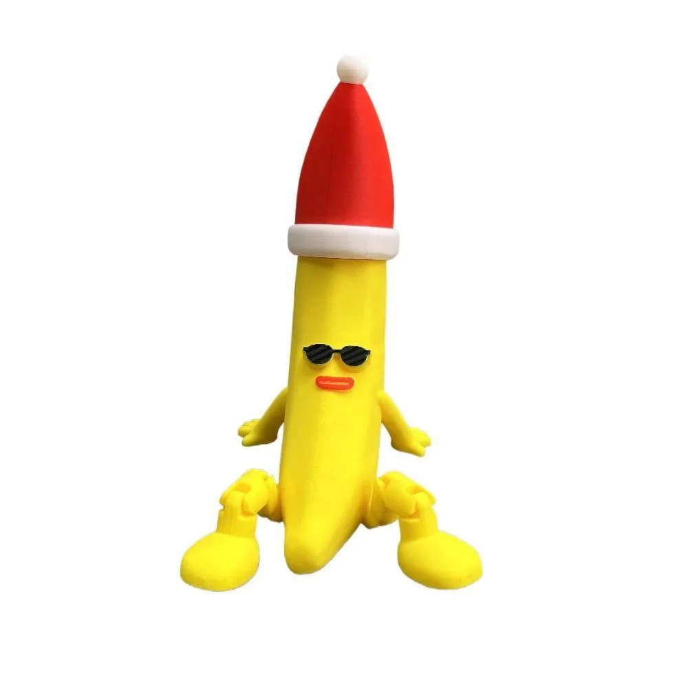 Cappello di Natale Giocattolo di banana stampato in 3D Multi-giunto mobile Multi-giunto Giocattoli di banana Novità Stampa 3D Giocattolo di figurine a forma di banana