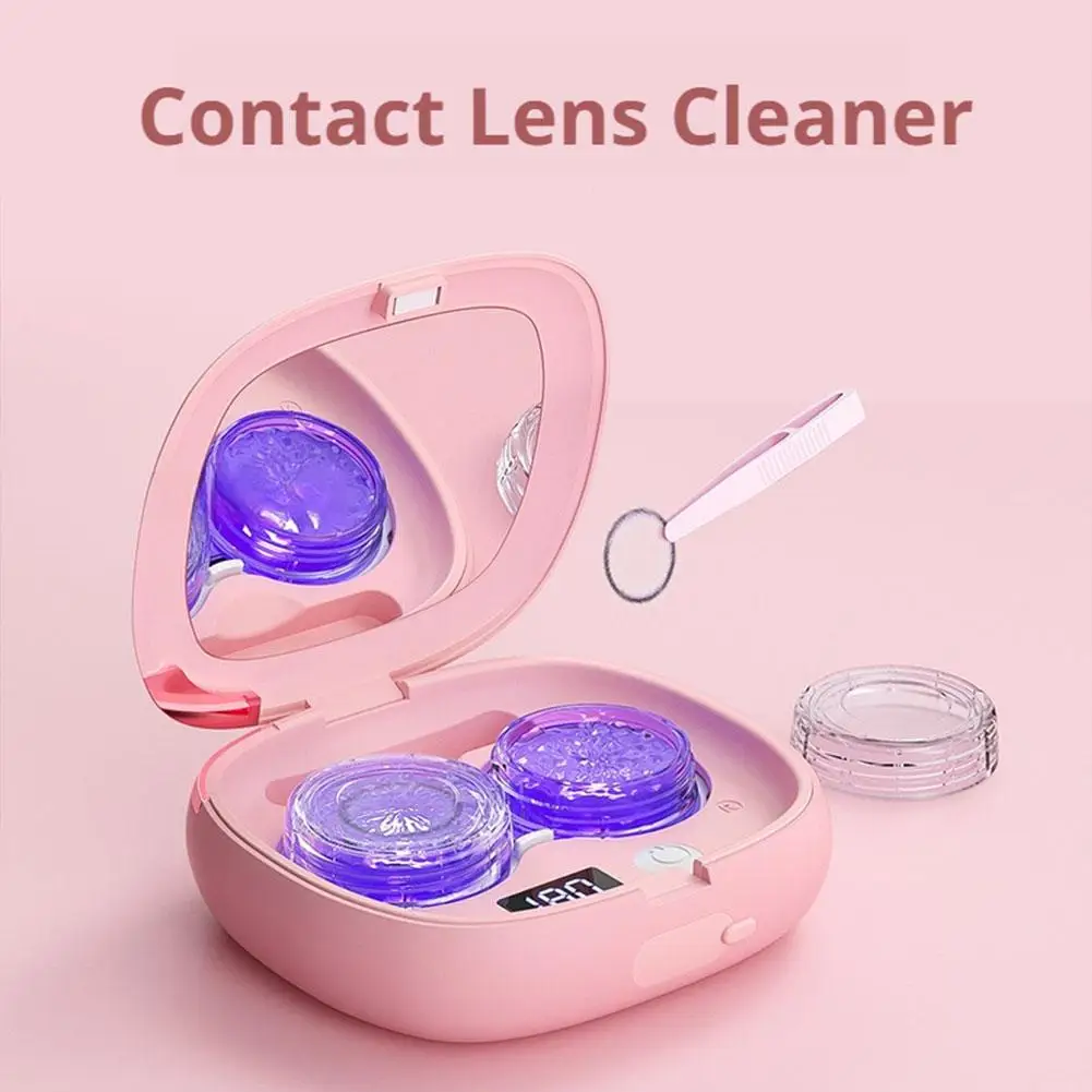 Rechargeable Blue Light Lens Storage Box Ultrasonic Vibration Remove Impurity Contact Lens Cleaner Contact Lens Electric Cleaner