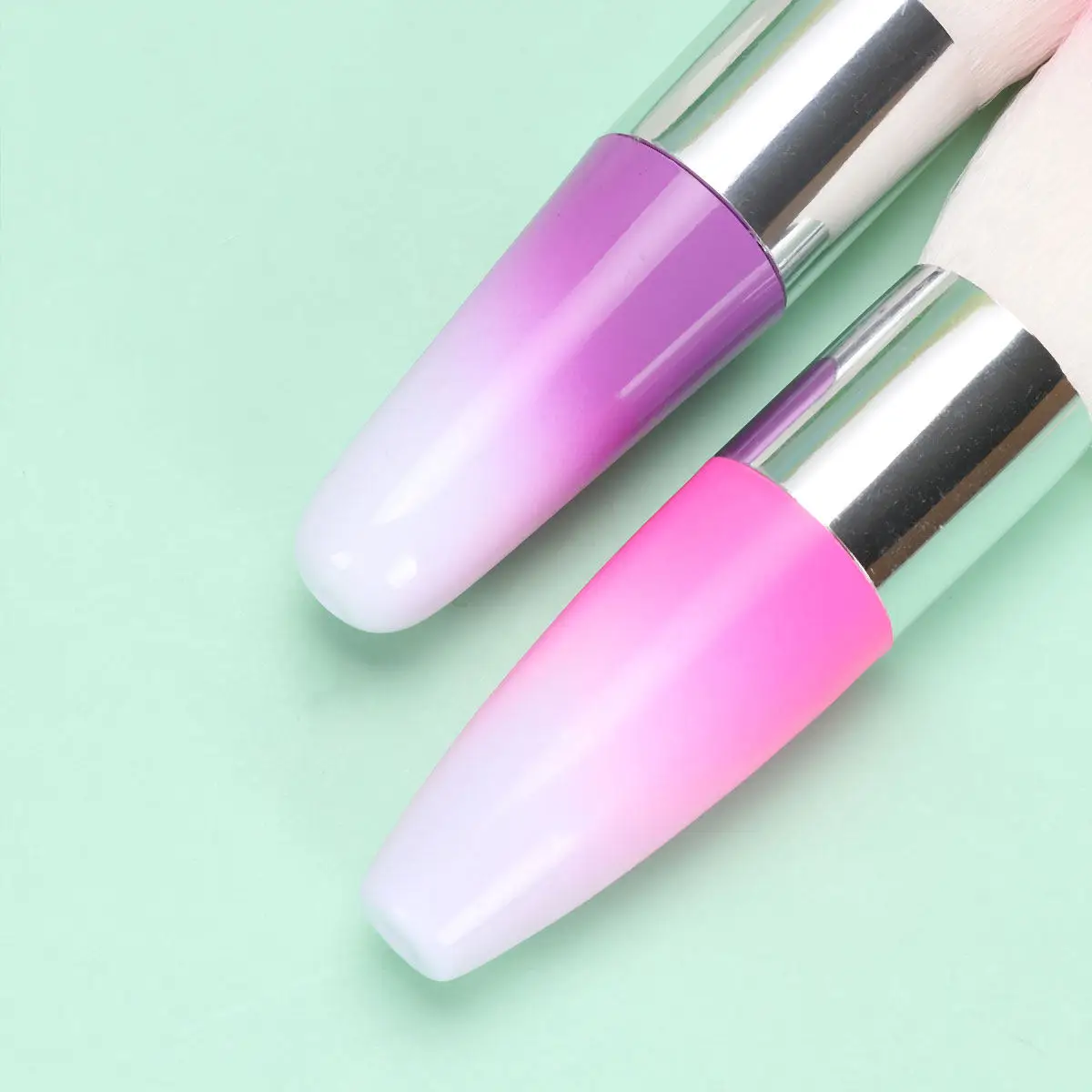 

2Pcs Nail Art Dust Brush Nail Powder Cleaner for Acrylic Nails Non-Shed Wool Bristles Easy Carry Manicure Tool Brush