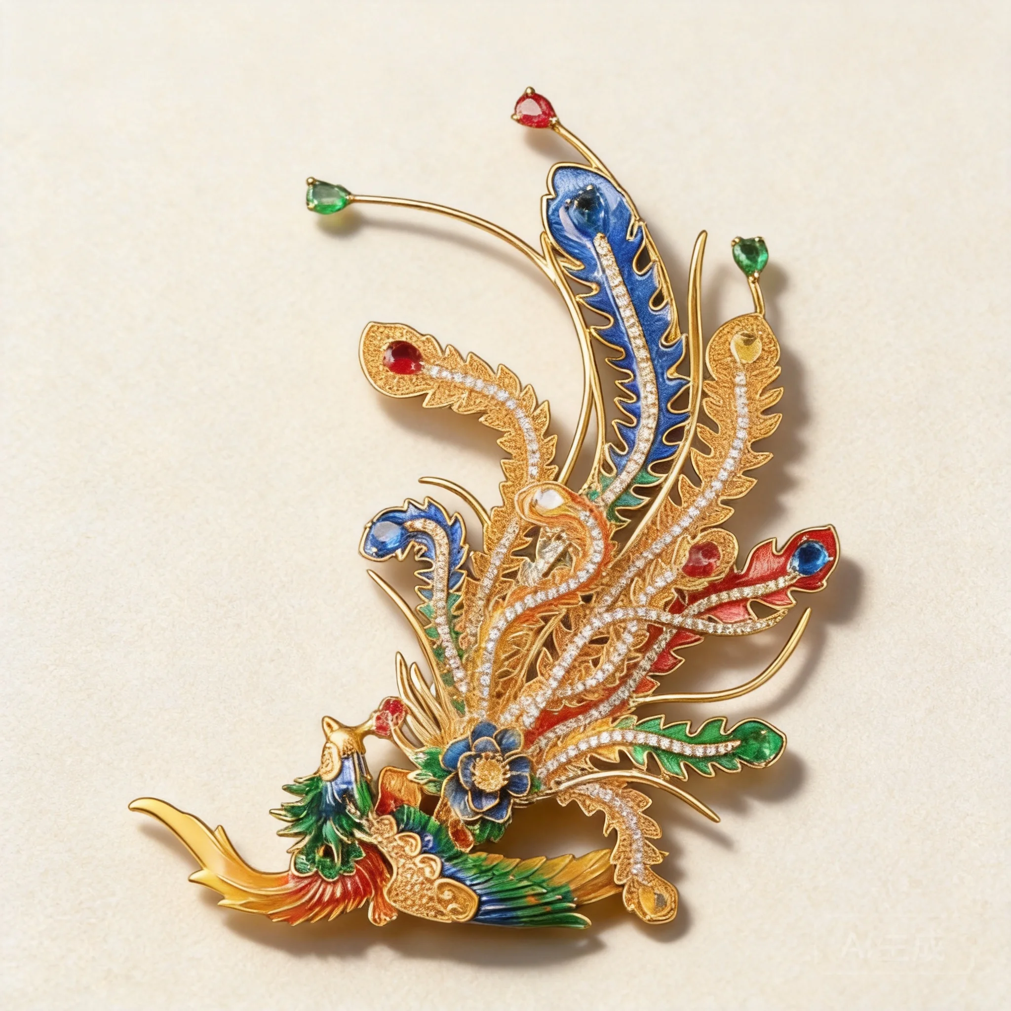 

Chinese Style Auspicious Lucky Phoenix Brooch Vintage Colorful Enamel Shiny Rhinestone Elegant Corsage Cheongsam Coat Suit Pin