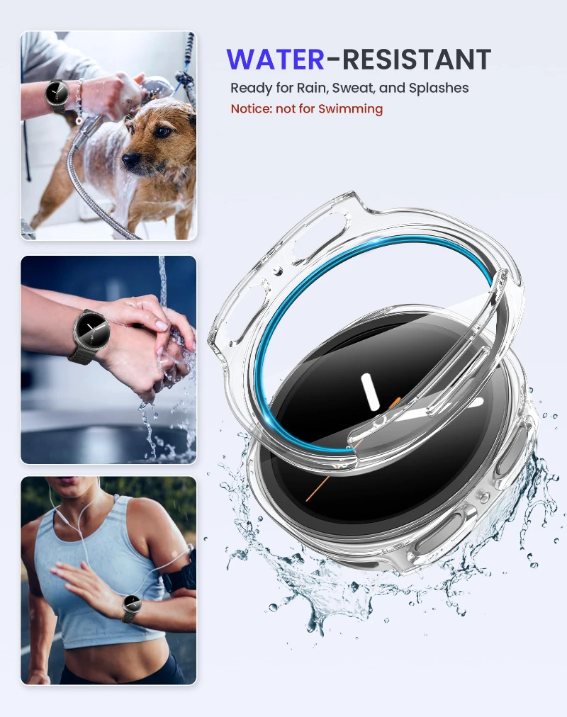 Case for Samsung Galaxy Watch 8 Screen Protector 44mm 40mm Tempered Glass+PC Bumper Overall Cover Galaxy Watch 8 Accessories