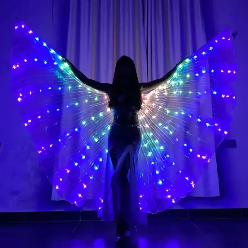 Adult Child LED Wings Belly Dance Wings Isis Halloween Wing Prop Shining Lamp Wing Belly Dance Costumes Accessories Glow Angel