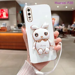 Phone Case for Huawei P30 Huawei P30 Pro Huawei P30 Lite Huawei P20 Pro Huawei P20 Lite Plating Square Rabbit Holder Case Cover