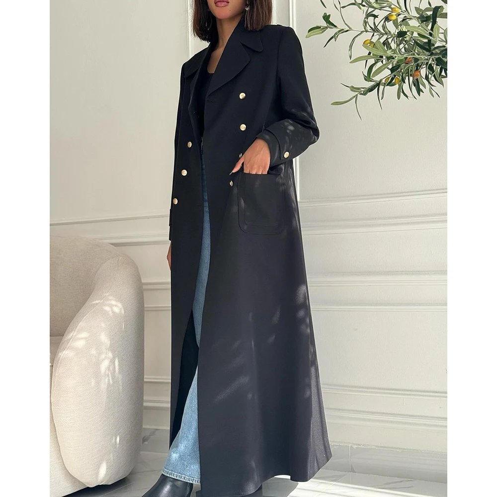 Black Abayas Women Double Breasted Notch Lapel Formal jacket One Piece Costume Homme Luxury Muslim Dubai Clothing Custom Made