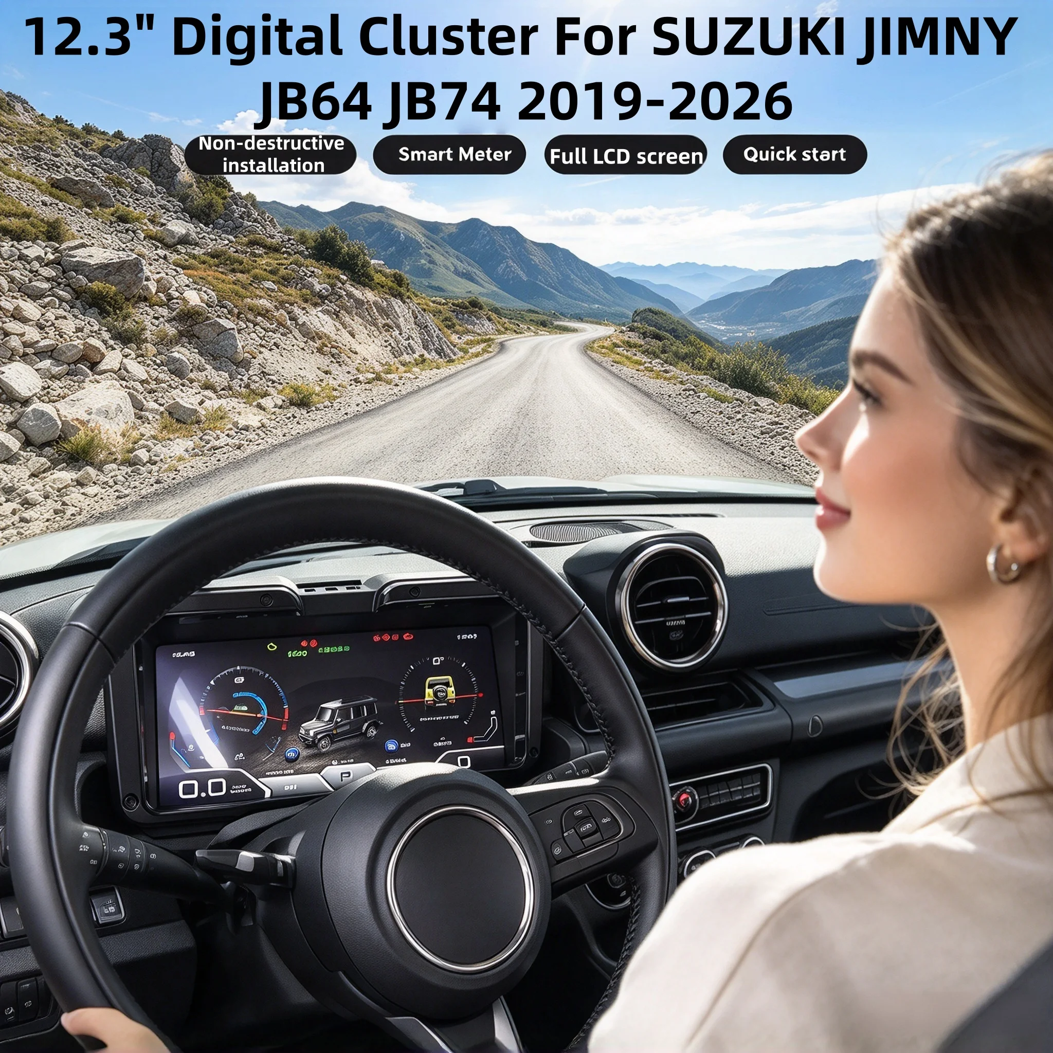 Car LCD Dashboard For SUZUKI JIMNY JB64 JB74 2019~2026 Digital Cluster Instrument Panel Cockpit Multifunctional Speedometer