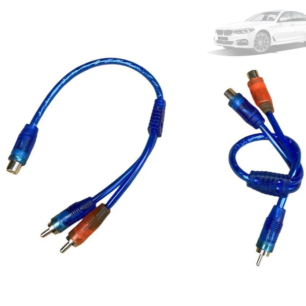 Car RCA Audio Cable 1 Female To 2 Males Cord Cables 