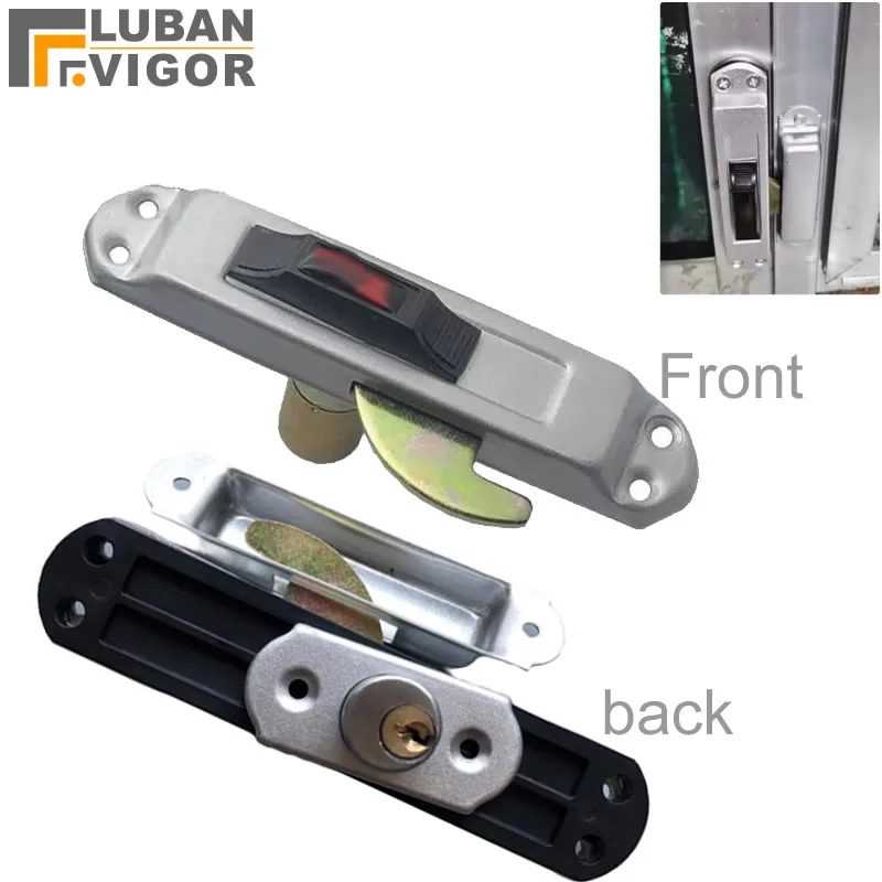 Sliding door hook lock for aluminum alloy door Door  narrow door thickness 15mm to 35mm outside with key inside handle