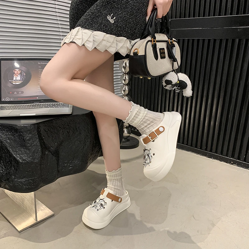 المرأة صيف جديد سميكة القاع عدم الانزلاق المألوف نعال شاطئ عادية عالية الكعب الحيوان نمط ثقب النعال ارتداء خارج #5