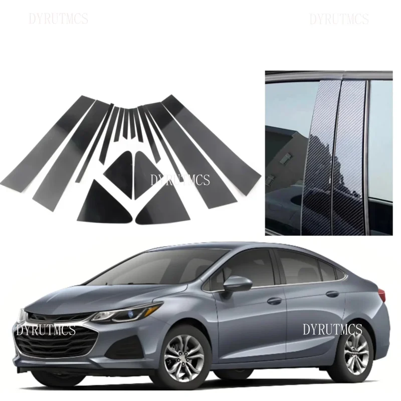 16pcs Gloss Black Pillar Posts Fit For Chevrolet Cruze Sedan J400 2018 2019 2020 2021 2022 2023  Door Trim Moulding Window Cover
