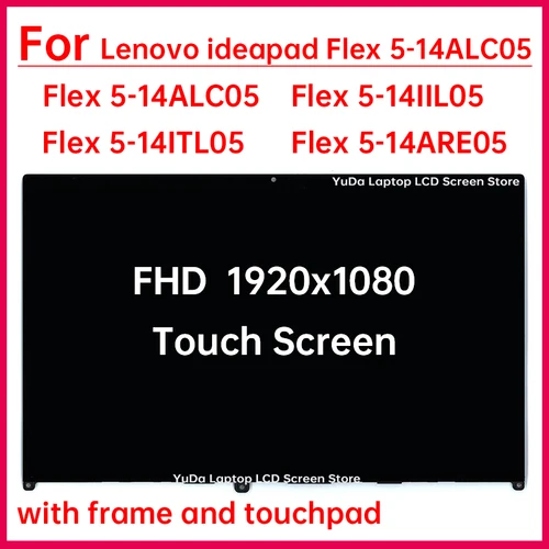 Pantalla táctil de 14 ""para Lenovo ideapad Flex 5-14ALC05 14ARE05 14IIL05 14ITL05 digitalizador de pantalla LCD + con reemplazo de ensamblaje de marco