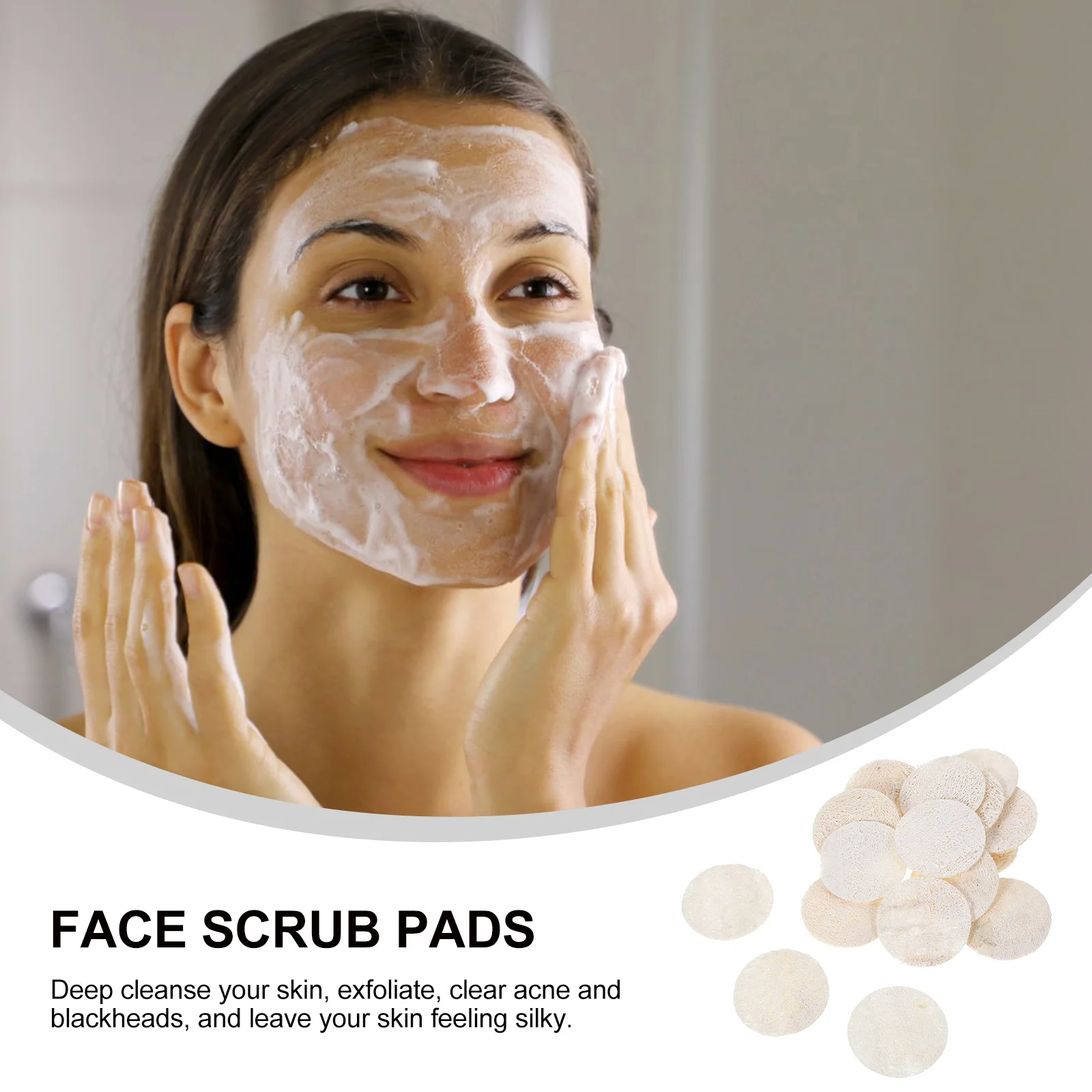 

18Pcs Natural Loofah Sponge Pads Skin Friendly Deep Cleanse Exfoliating Bath Scrubbers Facial Cleansing Pads for Sensitive Skin