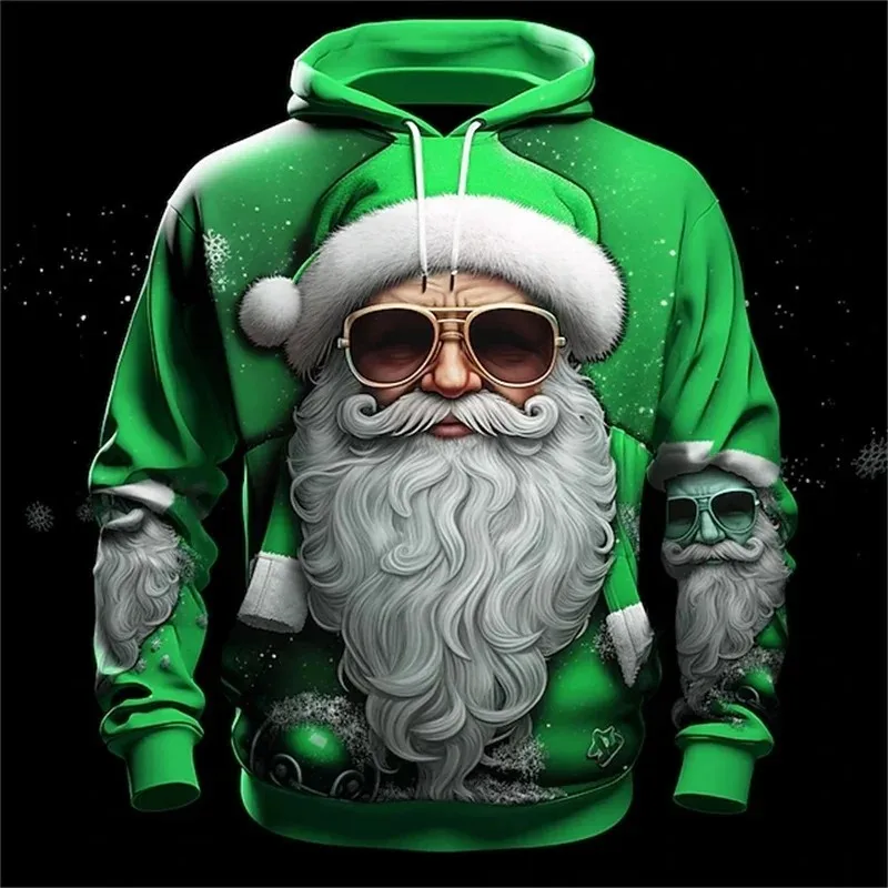 New Year Christmas Santa Snowman Fun Men 3d Printed Hoodie Comfortable Personality Loose Casual Breathable Plus Size Jumper