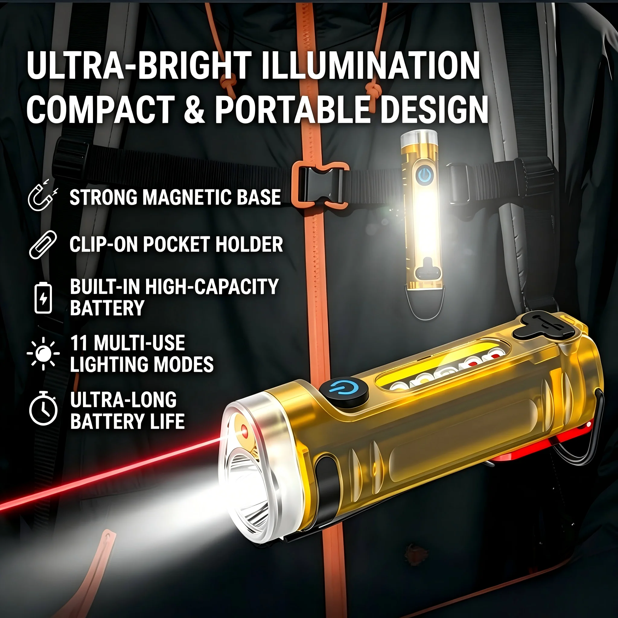 USB Rechargeable Mini Keychain Flashlight Infrared Side Light Portable Outdoor Emergency Torch Waterproof Daily Carry LED Lamp