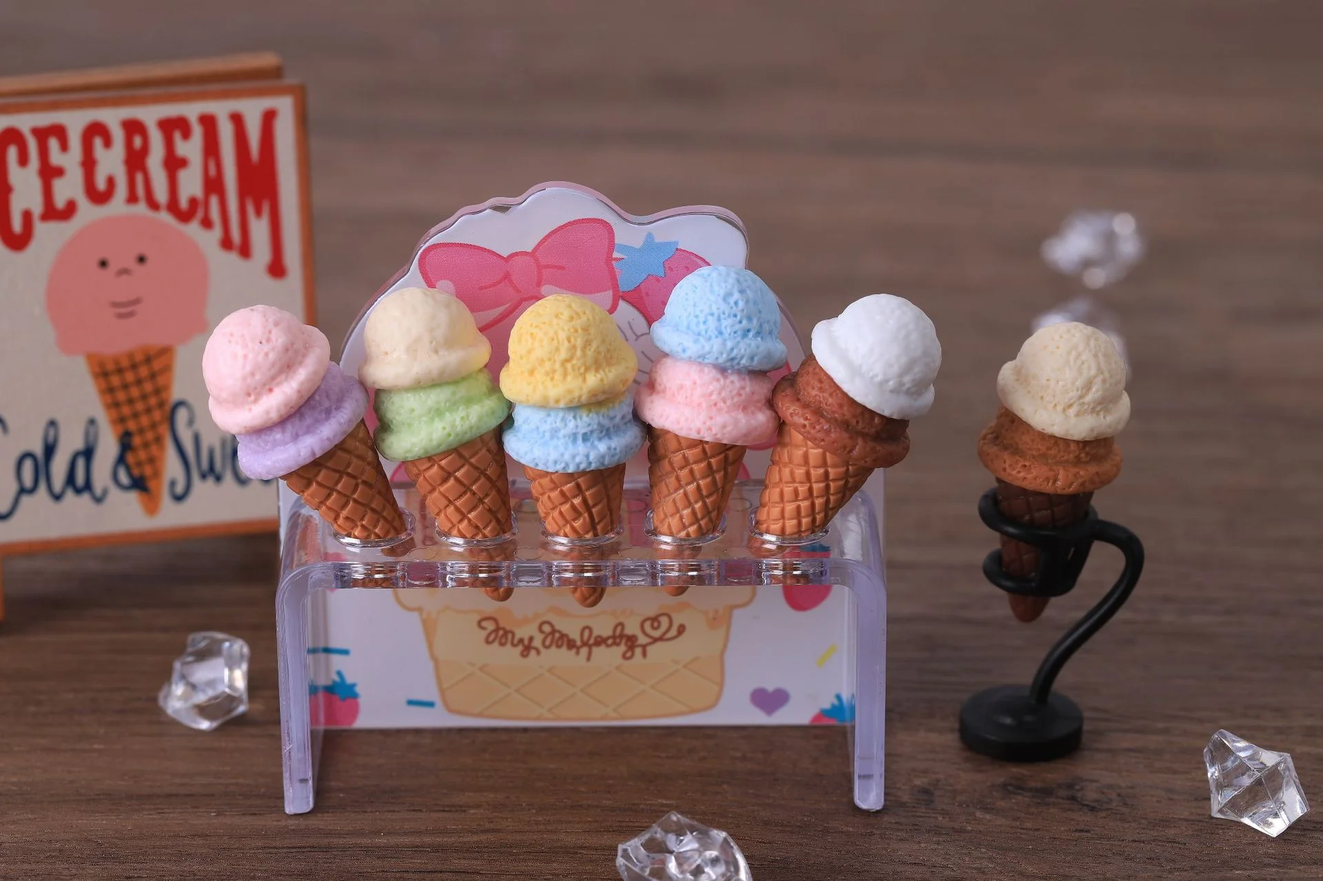 10 Stück Niedliche Doppelschichtige Dreidimensionale Eiswaffel DIY Simulations-Lebensmittel-Spielzeug Harz-Ornament – Detail 4