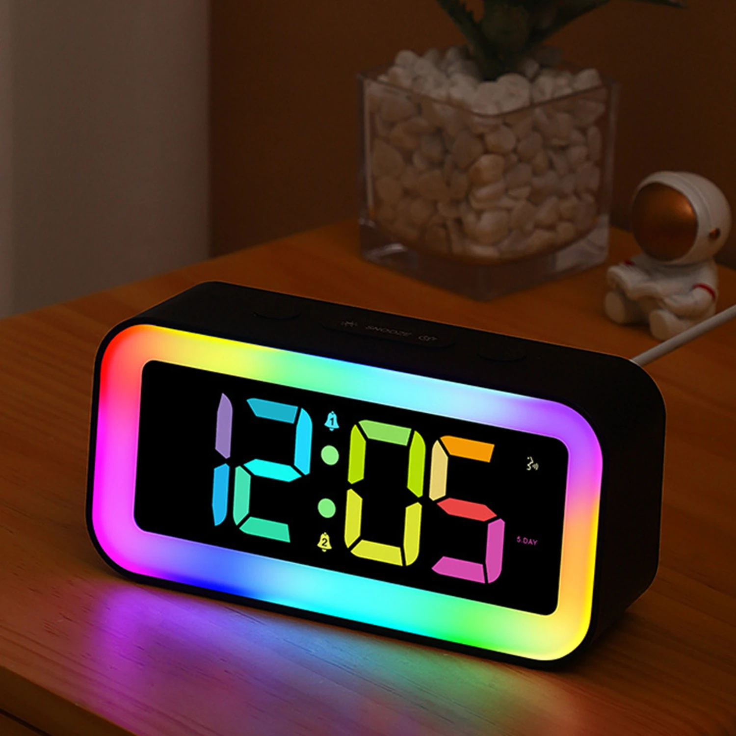 Enhance Your Sleeping Experience with this Stylish, Modern, and Functional Night Light Alarm Clock - Upgrade Your Bedside Table 