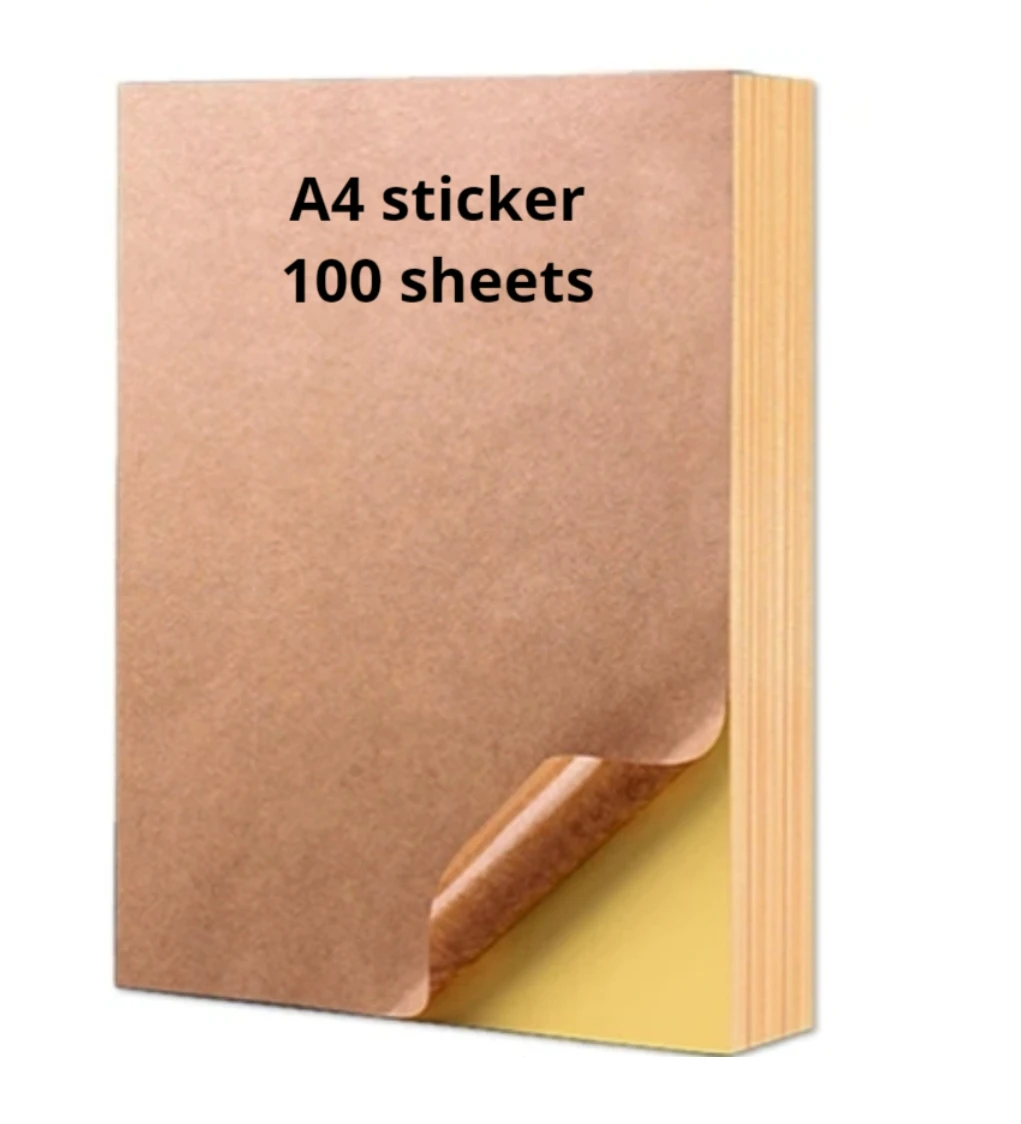 100 Sheets A4 Self-Adhesive Printing Paper Brown Label Sticker Light/Dark For Color Laser/Inkjet Printing Office Printing