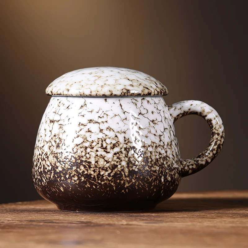

Большая керамическая кружка 000 мл с крышкой, офисная кофейная чашка из глины, большая кружка-пузатик для дома и офиса, модная, стильная