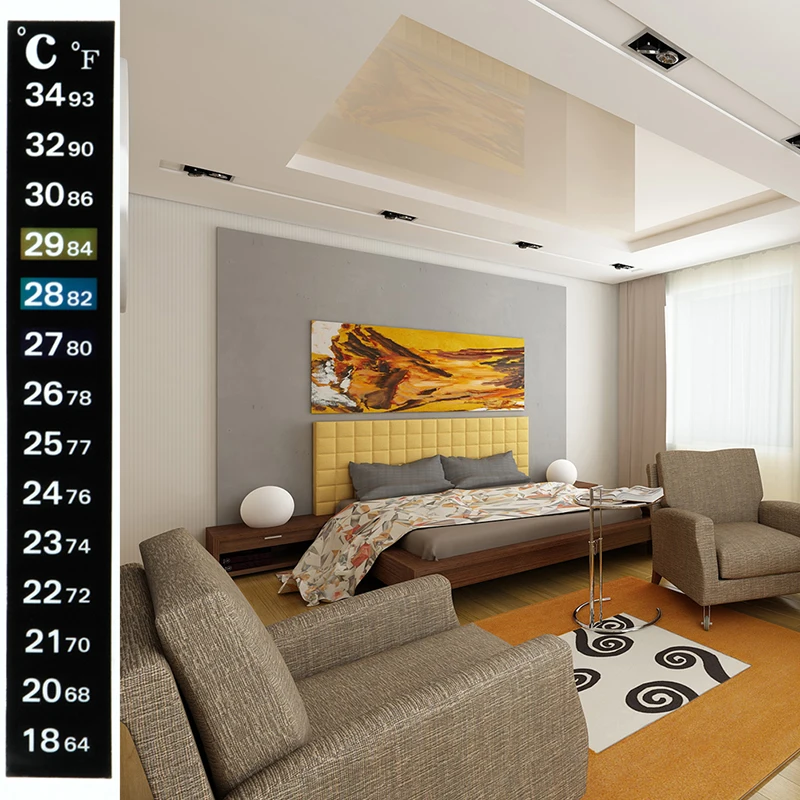 ステッカー温度温度計デジタル表示ストリップ 64-93°F 18-34°C