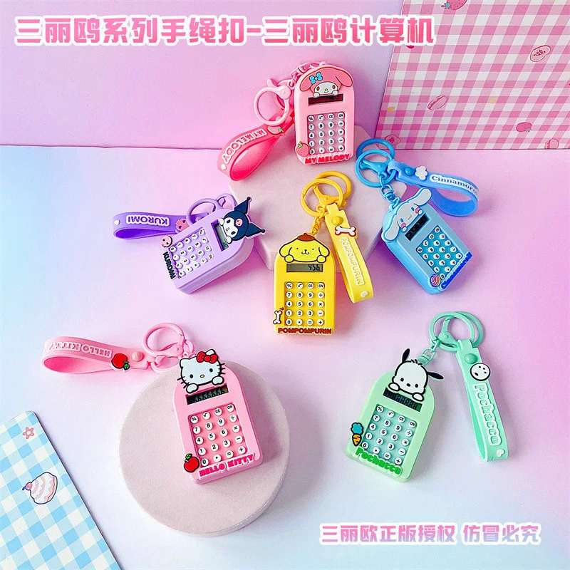 Cartoon Sanrio sleutelhanger Hello Kitty Kawaii sleutelhanger Kuromi Cinnamoroll schattige rekenmachine decoratie studenten kerstcadeau speelgoed