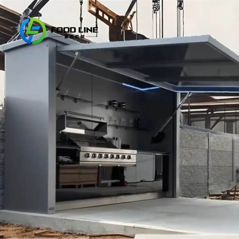 Customized Modular Prefabricated Mobile Kitchen Unit Wind Rain Proof Outdoor Mobile Cabinet For Garden Backyard