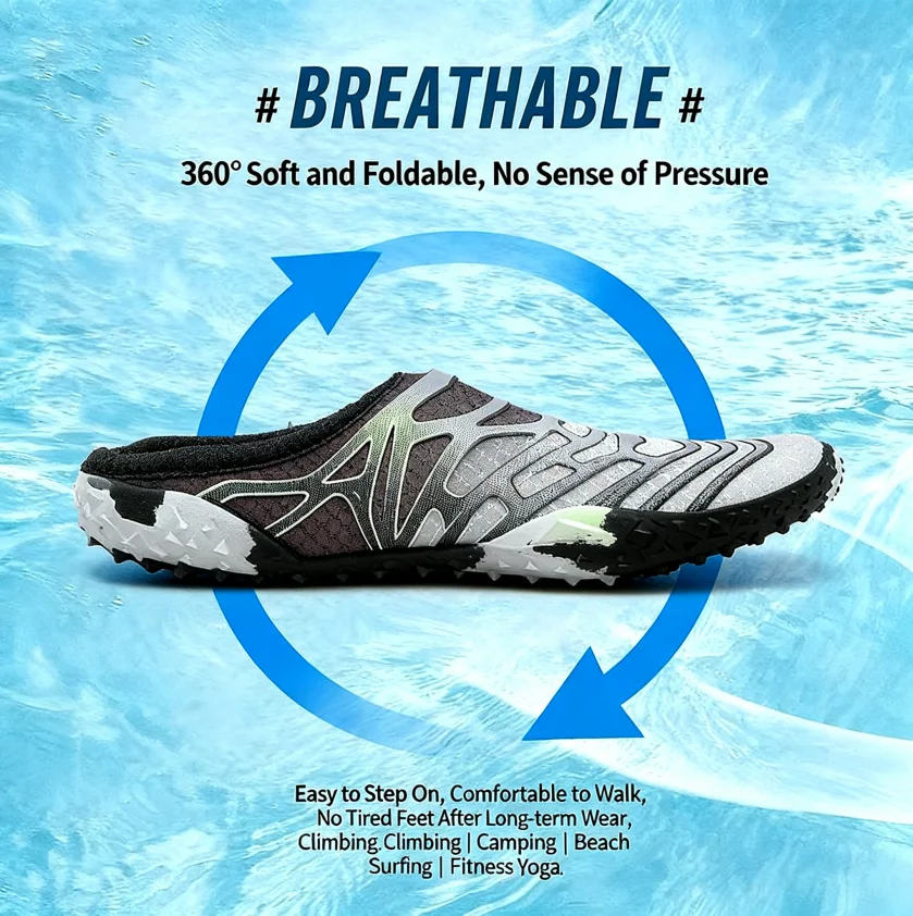 빠른 건조 양용 신발 가볍고 통기성 좋으며 냄새 방지 비치 휴가용 스트림 하이킹 남성용 찢김 방지 여성용 하루 종일 착용 가능