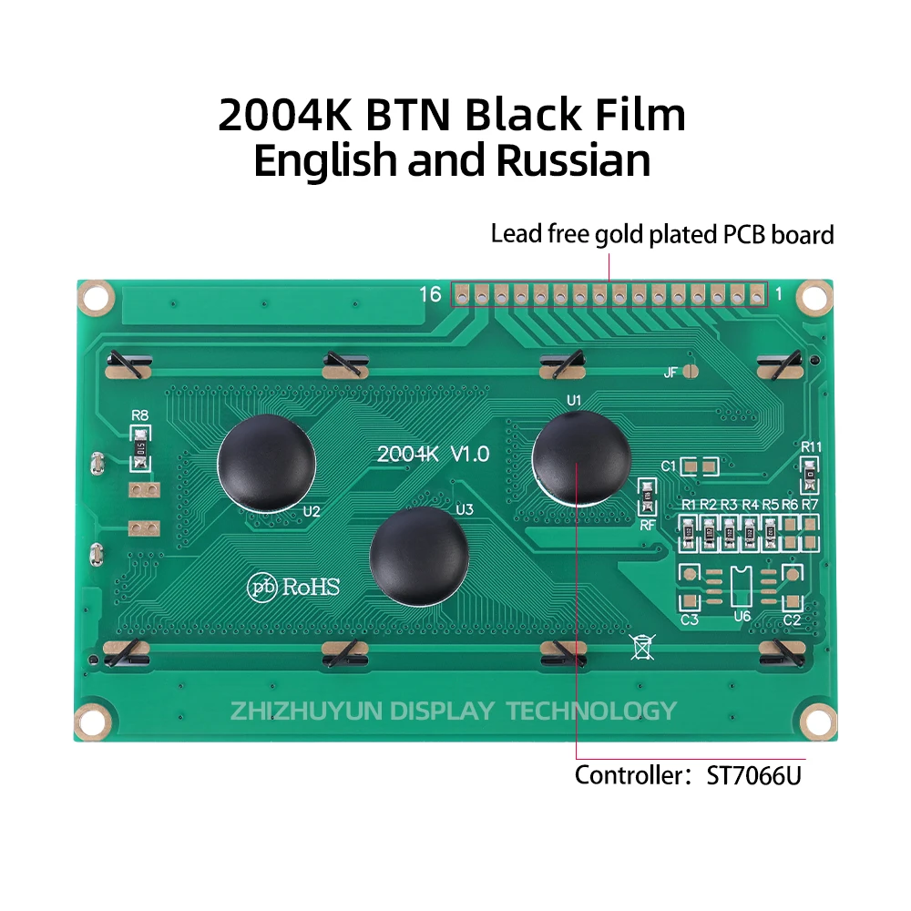 Imagem -02 - Módulo de Exibição Lcd de Personagem Filme Preto Btn Personagem Laranja 2004k Cirílico Russo Inglês Lcd2004k