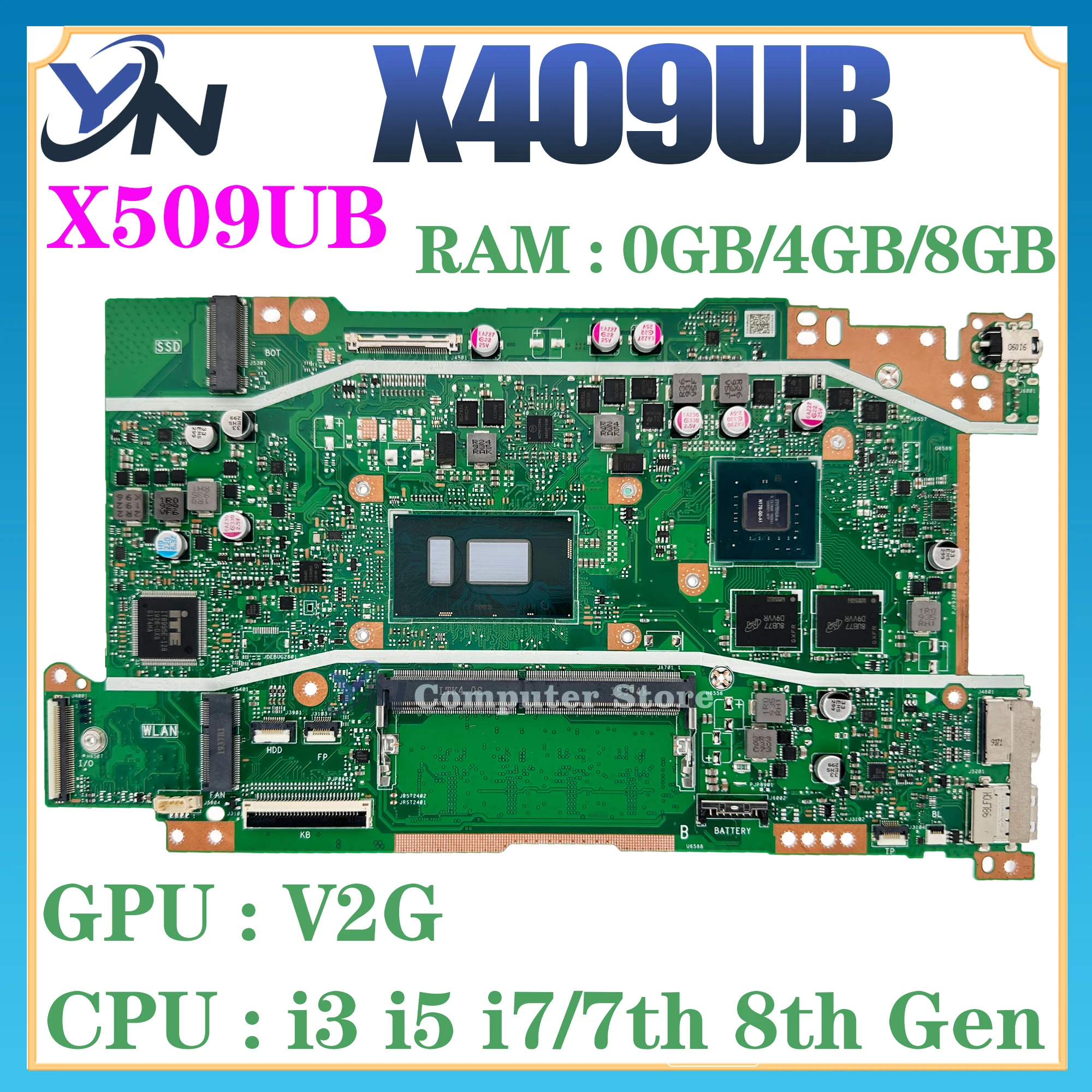 

X409UB Материнская плата ASUS X509UB A409U A509U F409U F509U X409UJ X509UJ материнская плата для ноутбука 4417U i3 i5 i7 0 ГБ/4 ГБ/8 ГБ 100% тест